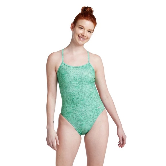 Speedo Printed Twist Back One Piece - Green, 38/12, NWT - Picture 1 of 9